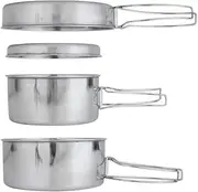 BeGrit Backpacking Camping Cookware Mini Picnic Camping Cooking Mess Kit with Pot and Pan Set for Hiking 4Pcs