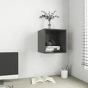 Wall Cabinet Grey 37x37x37 cm Engineered Wood,Modern Grey Wall Cabinet Engineered Wood Hanging Shelf for Home Decor Storage Wall Shelves, Home Decor