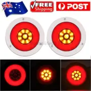 2X 4" Round LED Tail Light Reverse Indicator Turn Brake Trailer Truck UTE 12-24V