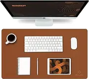 K KNODEL Leather Desk Mat, Office Desk Pad, Small Mouse Pad, Keyboard Pad, Computer and Laptop Mat for Desk, Desk Protector, Desktop Mat for Writing, Desk Blotter and Cover (60x35cm, Brown)