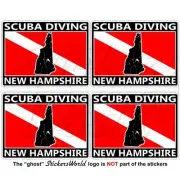 NEW HAMPSHIRE SCUBA DIVING Flag-Map Shape USA Rectangular Sticker, Decal 50mm x4