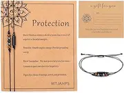 [MTJAHPS] Protection Bracelet, energy protection, empath protection, black obsidian Crystals and Healing Stones Bracelet for Women Protection Luck Bracelet Anxiety and Stress Clam Bracelet Wish Bracelet Reiki