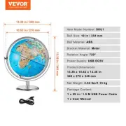 Interactive AR World Globe for Kids 254mm LED Night Light 720 Degree Rotation