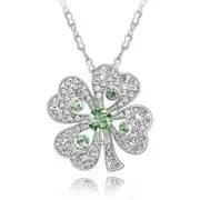 Four Leaf Clover Necklace - Shamrock - Swarovski Crystal Elements - St Patrick's Day - Gift Idea