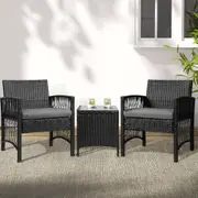 3 Piece Wicker Patio Bistro Set