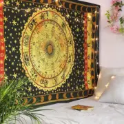 Indian Hippie Bohemian Horoscope Zodiac Wall Hanging Tapestry Twin Size Bedsheet