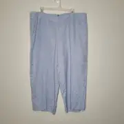 LOFT light blue wide leg high waisted linen blend casual summer pants size 18