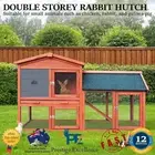 Double Storey Rabbit Hutch Chicken Coop Bunny House Run Cage Wooden Outdoor Pet