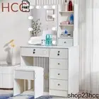 Makeup Vanity Desk with Mirror and Lights Dressing Table and Stool Set Bedroom