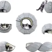 Collapsible Breathable Pet Bed Cat Nest Dog Cave Tunnel Semi Enclosed Mat