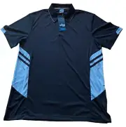Aussie Pacific Mens Active Wear Polo, Black / Light Blue, Size: Large, NEW