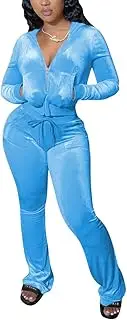 [cu4eve] Velour Sweatsuits for Women, Velvet Track Suits for Women Set Workout Fall 2 Piece Outfits Lounge Pants Jogger Sets