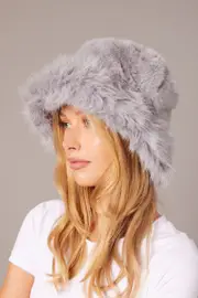 Grey Faux Fur Hat - Size ONE, Women's Hats