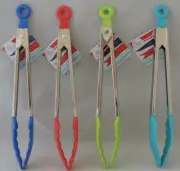 Set of 2 Nylon Head Salad Kitchen 10.125" Tongs Metal Ice Bread Food Serving NEW