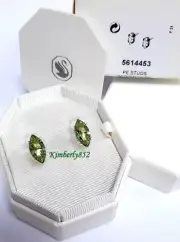 Swarovski Gema stud earrings- Kite Cut GOS GREEN Crystal Authentic NEW 5614453