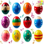 JOYIN 12 Pieces 3" Wooden Egg Shakers Maracas Percussion Musical for Party Fa...