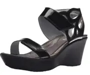 Naot Womens Intrigue Black/Silver Luster Leather Sandal 39028 NIB