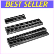 Magnetic Socket Organizer Set: 3pc Tool Storage for 1/4, 3/8, 1/2 Inch Sockets