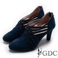 在飛比找momo購物網優惠-【GDC】典雅羊絨交叉水鑽跟鞋-藍色(729135)