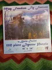 May Freedom Fly Forever Puzzle Kevin Daniel 550 Pieces, 15"x 24" Eagle Flag Army