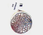 .925 Sterling Silver Celtic Knot Unisex Pendant with bail