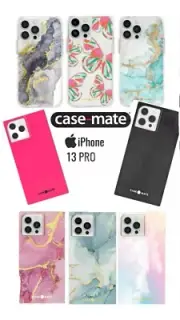 CASE-MATE Gold Pink Marble Glitter Flowers iPhone 12 PRO 13 PRO Square Hard Case