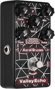 Valley Echo Guitar Effect Pedal 3 Echo Modes Aluminum Alloy Shell True Bypass Black One Size