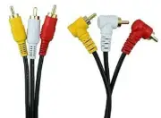 Triple RCA Stereo Audio and Video Cable - Right Angle to Straight 3.2ft / 1