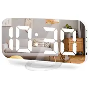 White Digital Alarm Clock for Bedrooms, Large LED Mirror Display Despertador ...