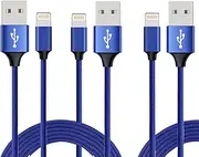 FIME. iPhone Charger Cable 2M 3Pack, [Apple MFi Certified] USB A to iPhone Cable Nylon Braided iPhone Cable Fast Charging Cord for iPhone 14 13 12 11 Pro Max XR XS Max X 10 8 7 6 SE, iPad (Blue)