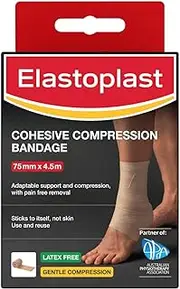 Elastoplast Cohesive Compression Bandage 7.5cm x 4.5m (1 Roll) | Self Adhesive Wrap for Injuries | Easy Application & Removal | Stretchy Strapping Tape | Flexible Support | Stabilises Movement