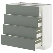 METOD / MAXIMERA base cab 4 frnts/4 drawers, white/Nickebo matt grey-green, 80x37x80 cm