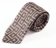 Mens Dusty Pink With Brown Maze Patterned 8Cm Neck Tie