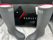 Radley's Womens Boots Size 8 alba hi Matt lead Calf Pull On Style Waterproof