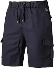 [PHJTOMK] Mens Multi-Pocket Stretchy Twill Shorts Cotton Drawstring Stretch Cargos Short Casual Cargo Shorts, Blue 1, Large