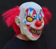Halloween Clown Mask with hair Creepy Evil Scary SINISTER CLOWN
