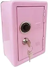Cabinet Safes Household Insurance Box Vertical Mini Metal Safe Car Safe Key Insurance Cabinet Desktop Decoration Piggy Bank Gun Safes(Pink)