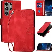Case for Samsung Galaxy A13 4G/5G/A04S PU Leather [Stand Function] [Card Slot] [Butterfly Embossing] Mobile Phone Case Leather Flip Case Card Slot Flip Cover for Samsung A13 Mobile Phone Case - Red