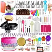 RFAQK 700PCs Cake Decorating Supplies Kit with Baking Supplies- Cake Decorating Tools with Springform Pans, Cake Leveler, Cake Turntable, Numbered Piping Tips, Icing Spatulas, Fondant Tools