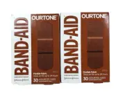 Band-Aid OUR TONE BR55 Bandages Flexible Fabric Assorted 30ct ( 2 boxes )