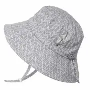 NEW Jan&Jul Baby Kids Wide Brim 50+ UPF Cotton Bucket Sun-Hat Grey Herringbone