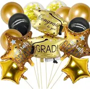 Black and Gold Graduation Hat Balloon - Big, 32 Inch, Pack of 13 | Congrats Grad Balloons Decorations | Graduation Balloons 2024, Graduation Cap Balloon (Graduation Hat)