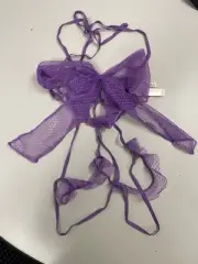 NWT Victoria's Secret Bow Mesh Open-Cup Crotchless Playsuit Size Medium