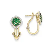 14k Yellow Gold 1/4ct Real Diamond u0026 Emerald Earrings