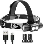 Foxelli USB Rechargeable Headlamp Flashlight – Super Bright 1200 Lumen, Lightwei