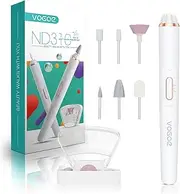 VOGOE Electric Nail Drill, Cordless Nail File Machine Kit 2 Directions & Speeds for Acrylic, Gel Nails, Rechargeable with LED & 6 Nail Drill Bits for Professional Manicure and Pedicure,Gold ND310