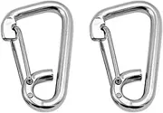 2Pcs Stainless Steel Spring Snap Hook Carabiner Rock Climbing Hardware 60 mm