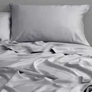Canningvale Luxury Lustro Bamboo Bedding Home Bed Sheet Set Perla Silver