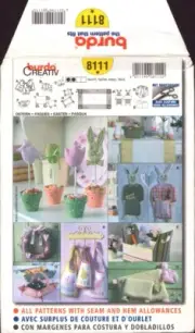 Burda 8111 Sewing Pattern, Easter Items: Cushion, Basket, Bib, Uncut