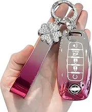 PIFOOG Rogue Key Fob Cover for Nissan 2023 2024 Pathfinder Versa SR 5 Button Pink Gradient Car Keys Case Shell Full Protector Covers Accessories Bling Keychain Ring Girly Women TPU, Pink Gradient